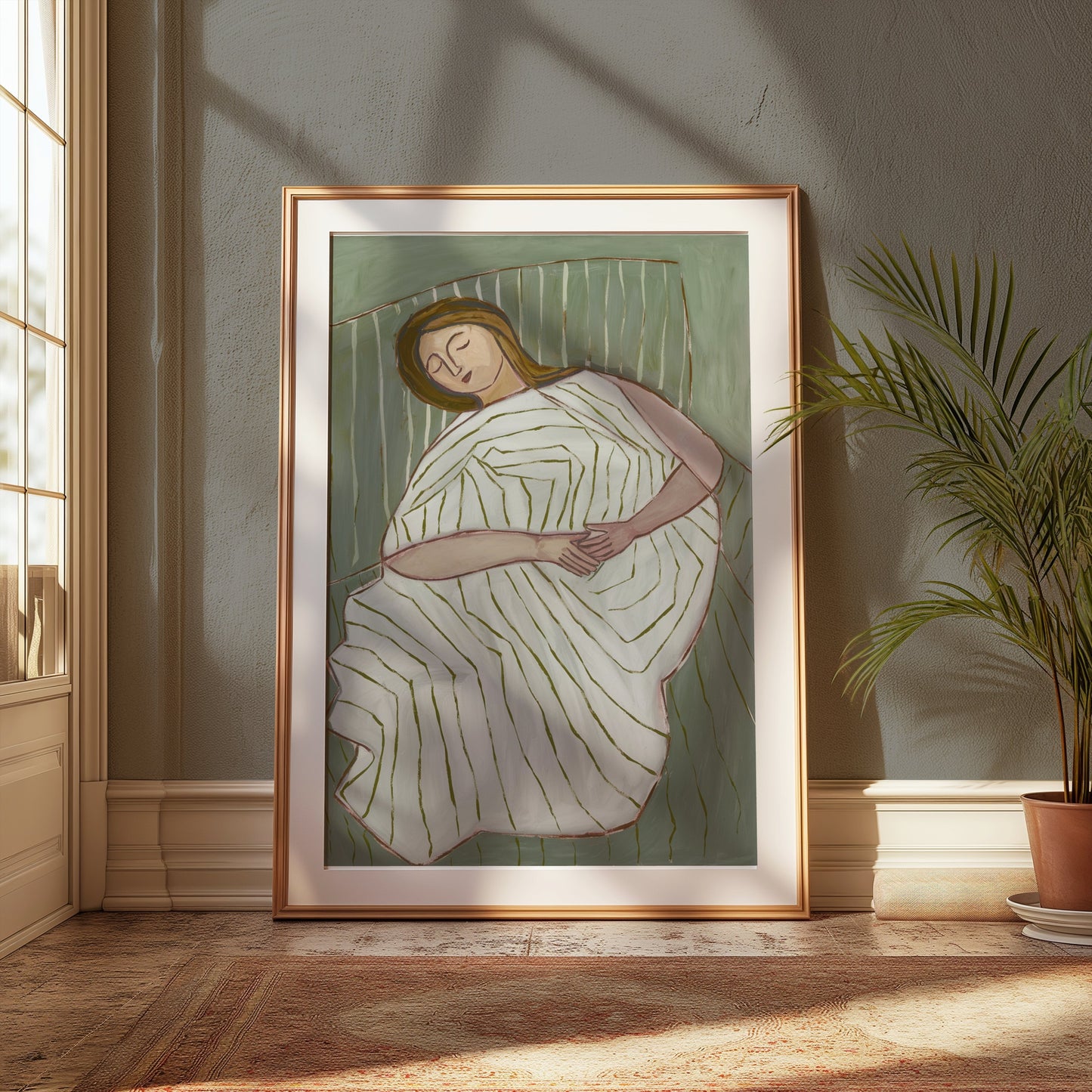 Premium Poster of Abstract Art of a Sleeping Woman Design Posters