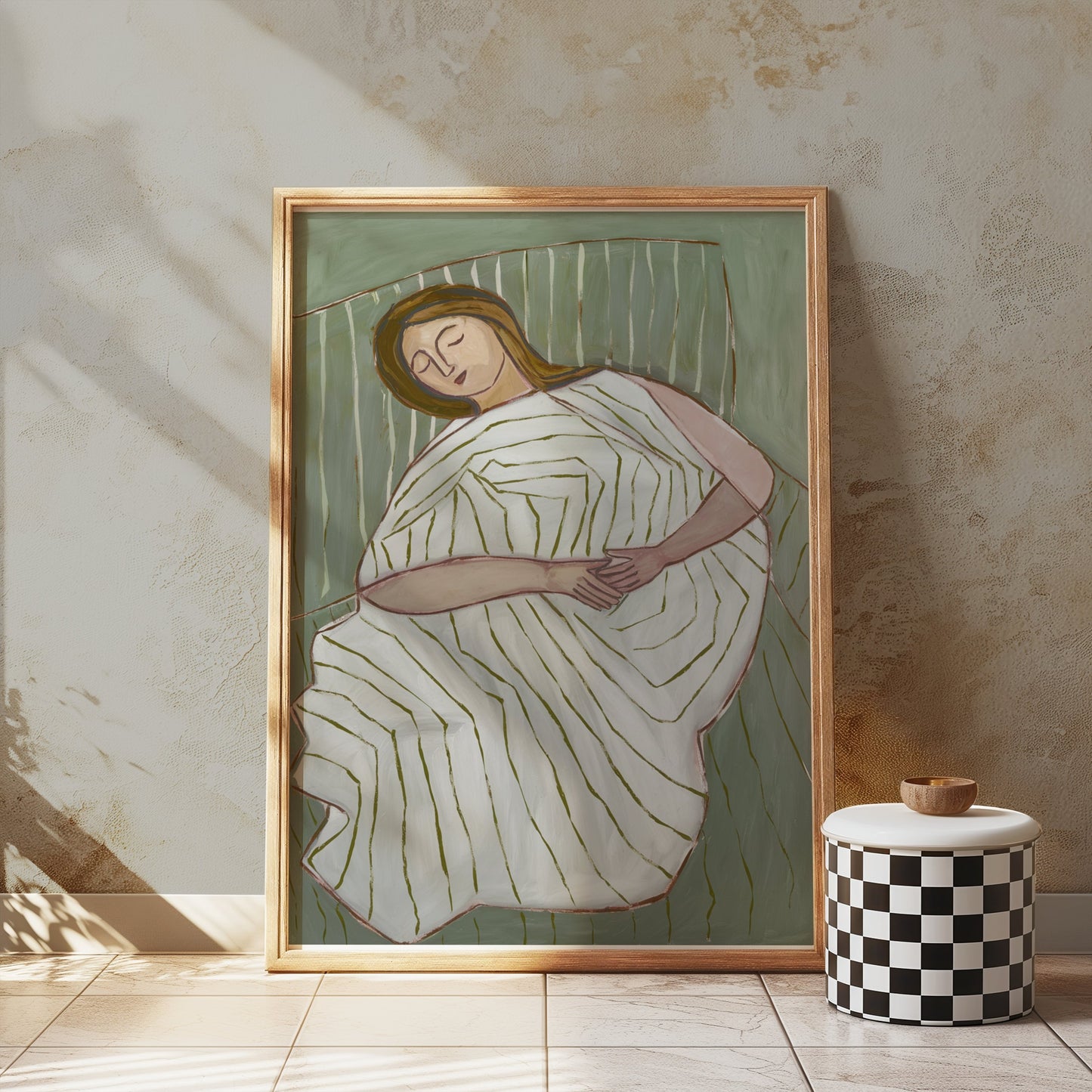 Premium Poster of Abstract Art of a Sleeping Woman Design Posters