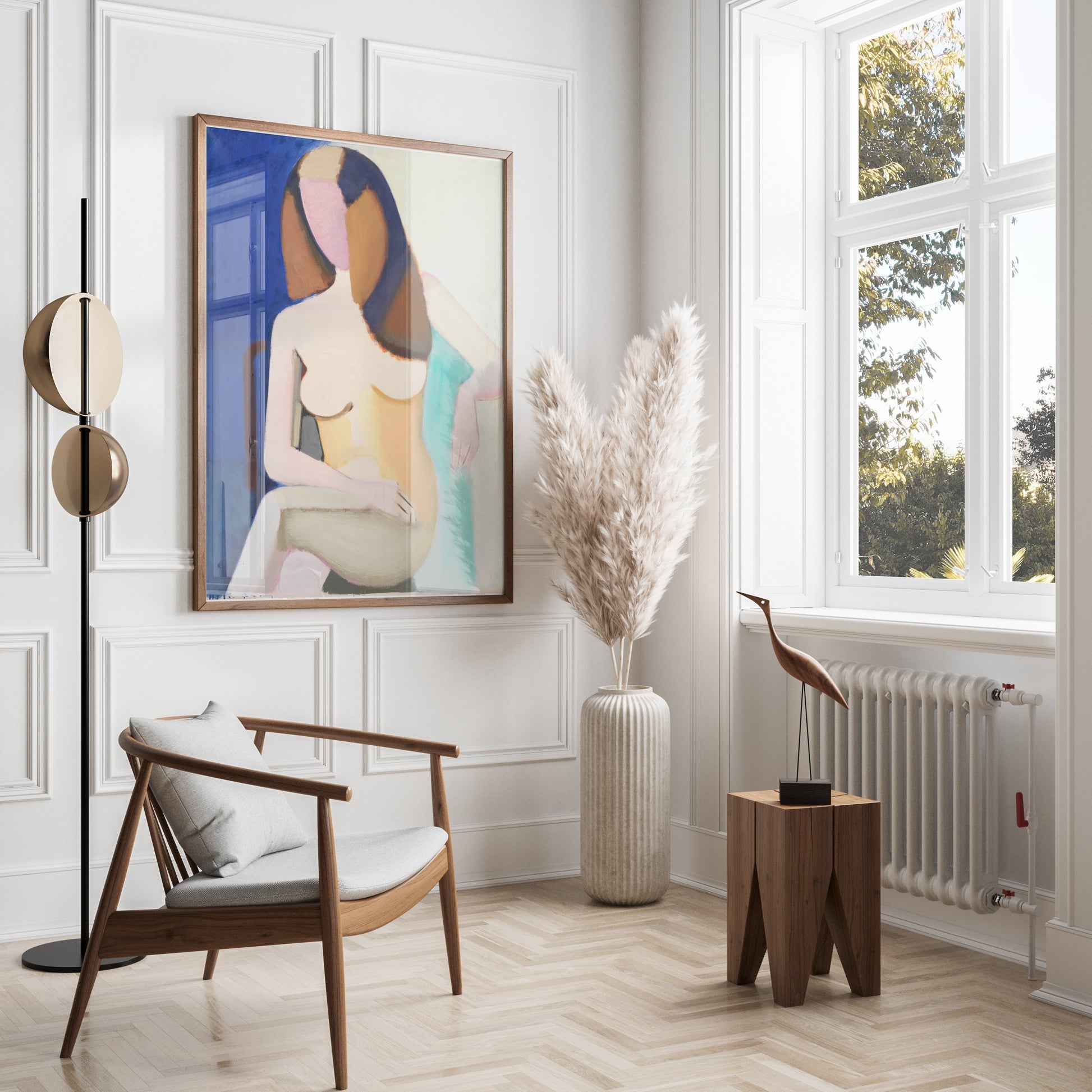 Premium Poster of Abstract Artistic Nude Woman Sitting on Chair Posters