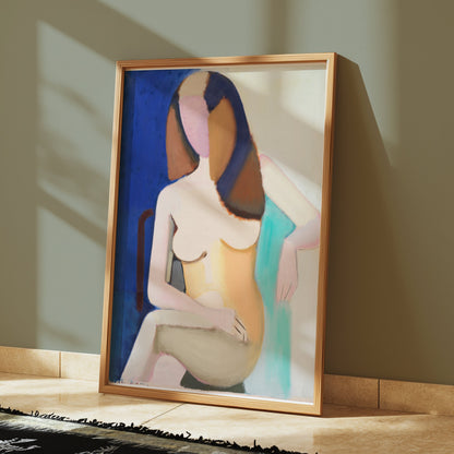 Premium Poster of Abstract Artistic Nude Woman Sitting on Chair Posters