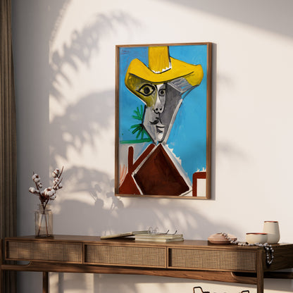 Premium Poster of Abstract Artistic Portrait with Yellow Hat Posters