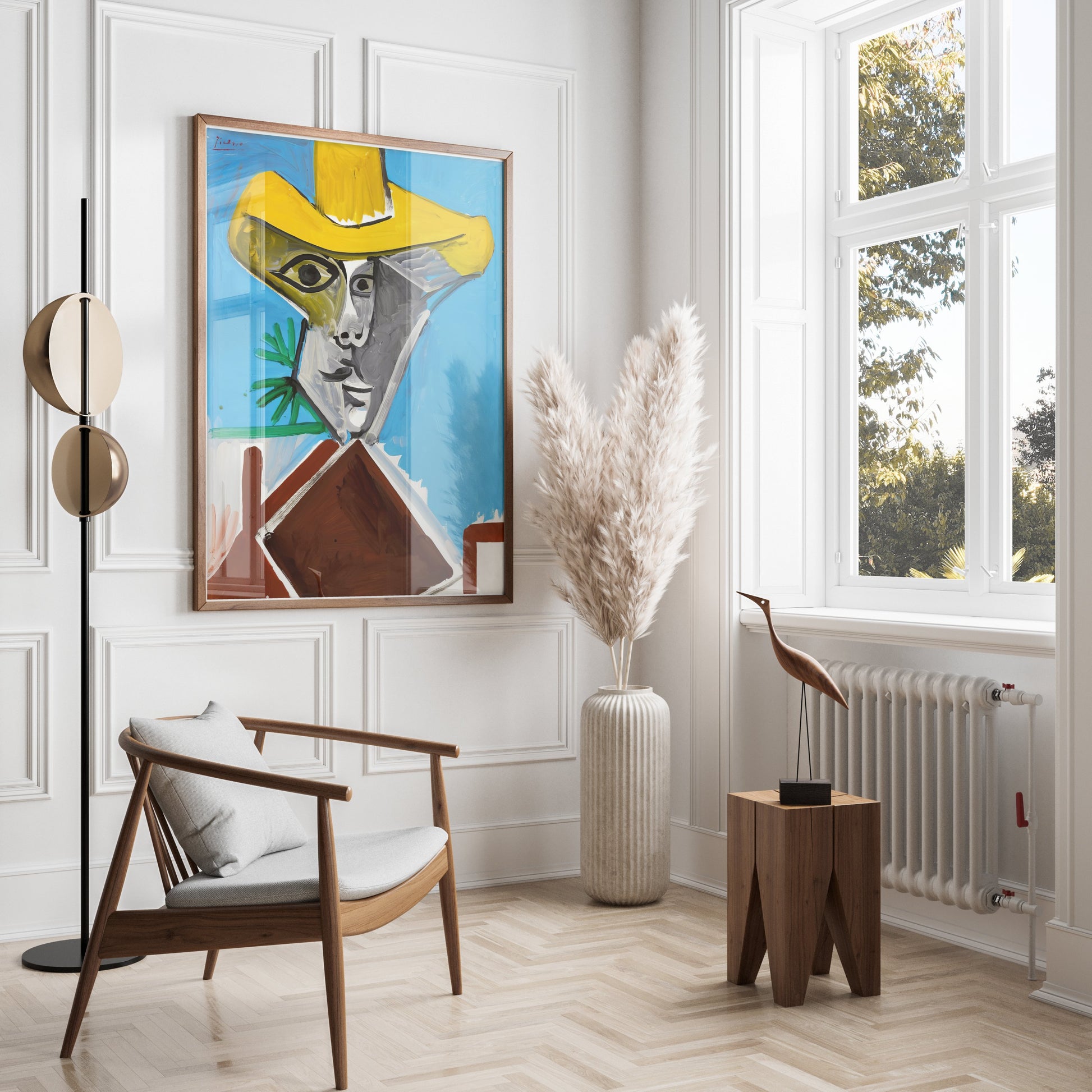 Premium Poster of Abstract Artistic Portrait with Yellow Hat Posters