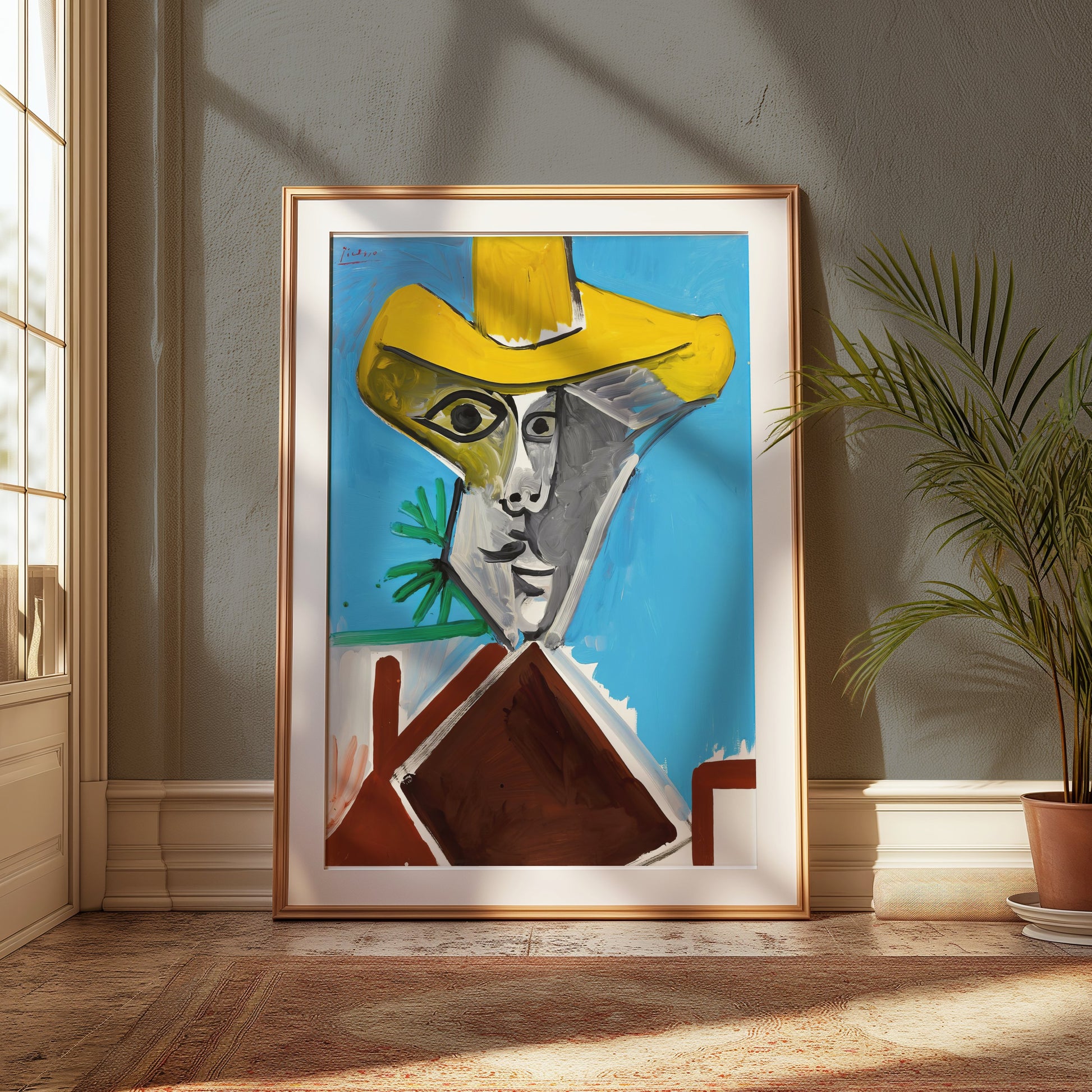 Premium Poster of Abstract Artistic Portrait with Yellow Hat Posters
