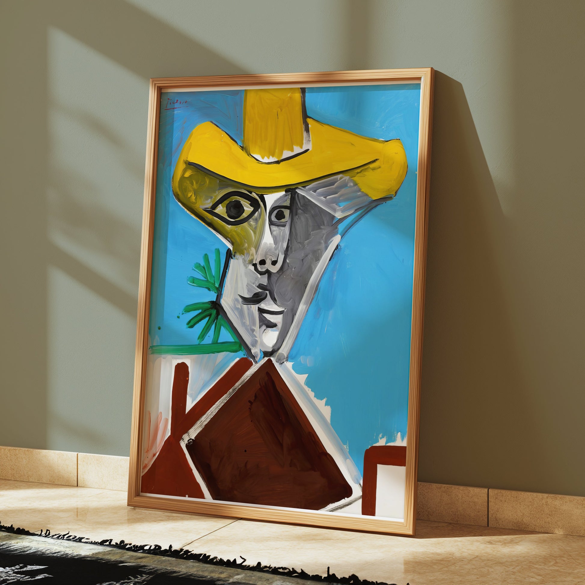 Premium Poster of Abstract Artistic Portrait with Yellow Hat Posters