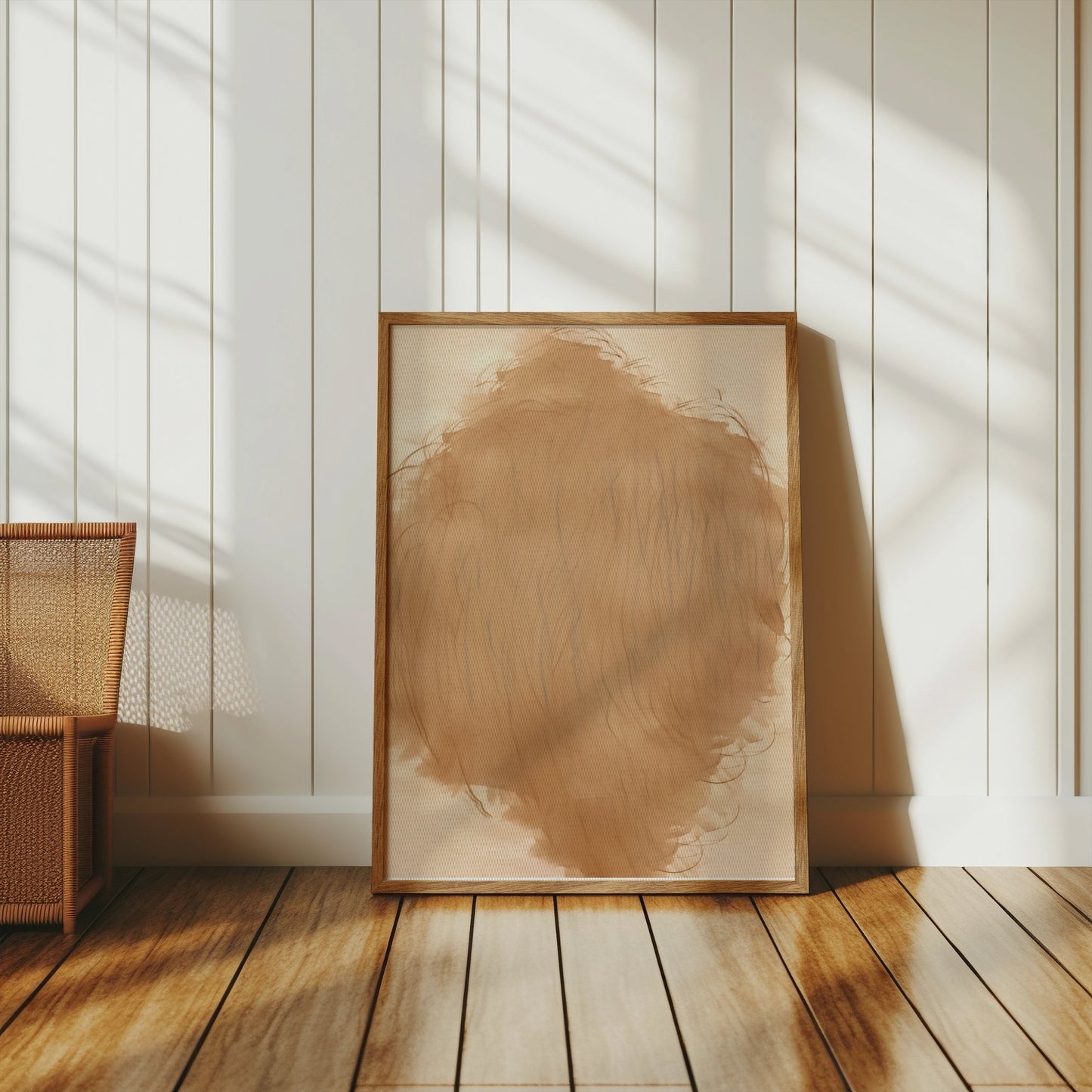 Premium Poster of Abstract Beige Art with Wispy Lines Aesthetic Posters