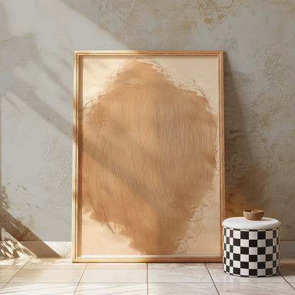 Premium Poster of Abstract Beige Art with Wispy Lines Aesthetic Posters