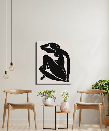Premium Poster of Abstract Black Silhouette Feminine Design Canvas Wraps