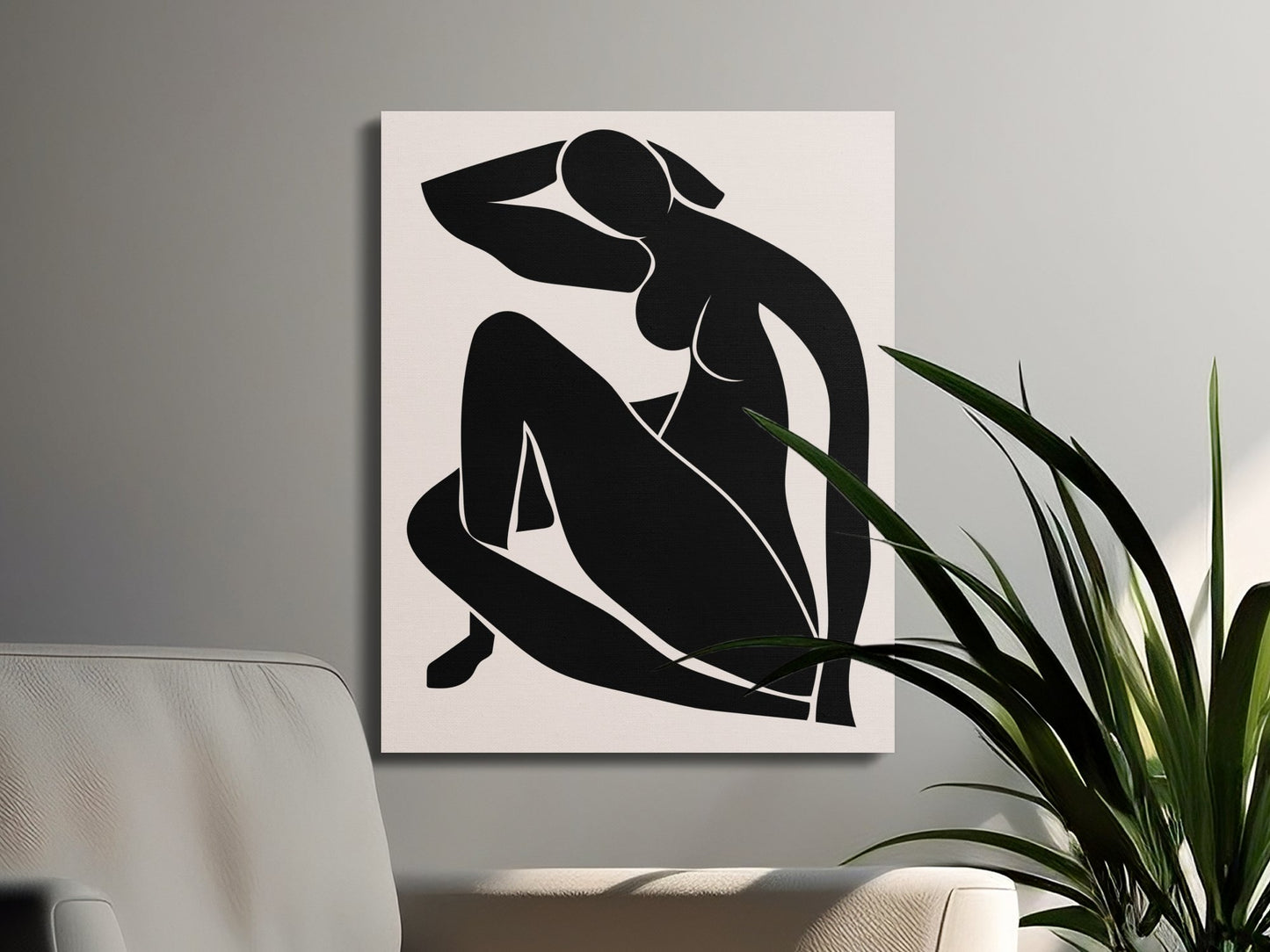 Premium Poster of Abstract Black Silhouette Feminine Design Canvas Wraps