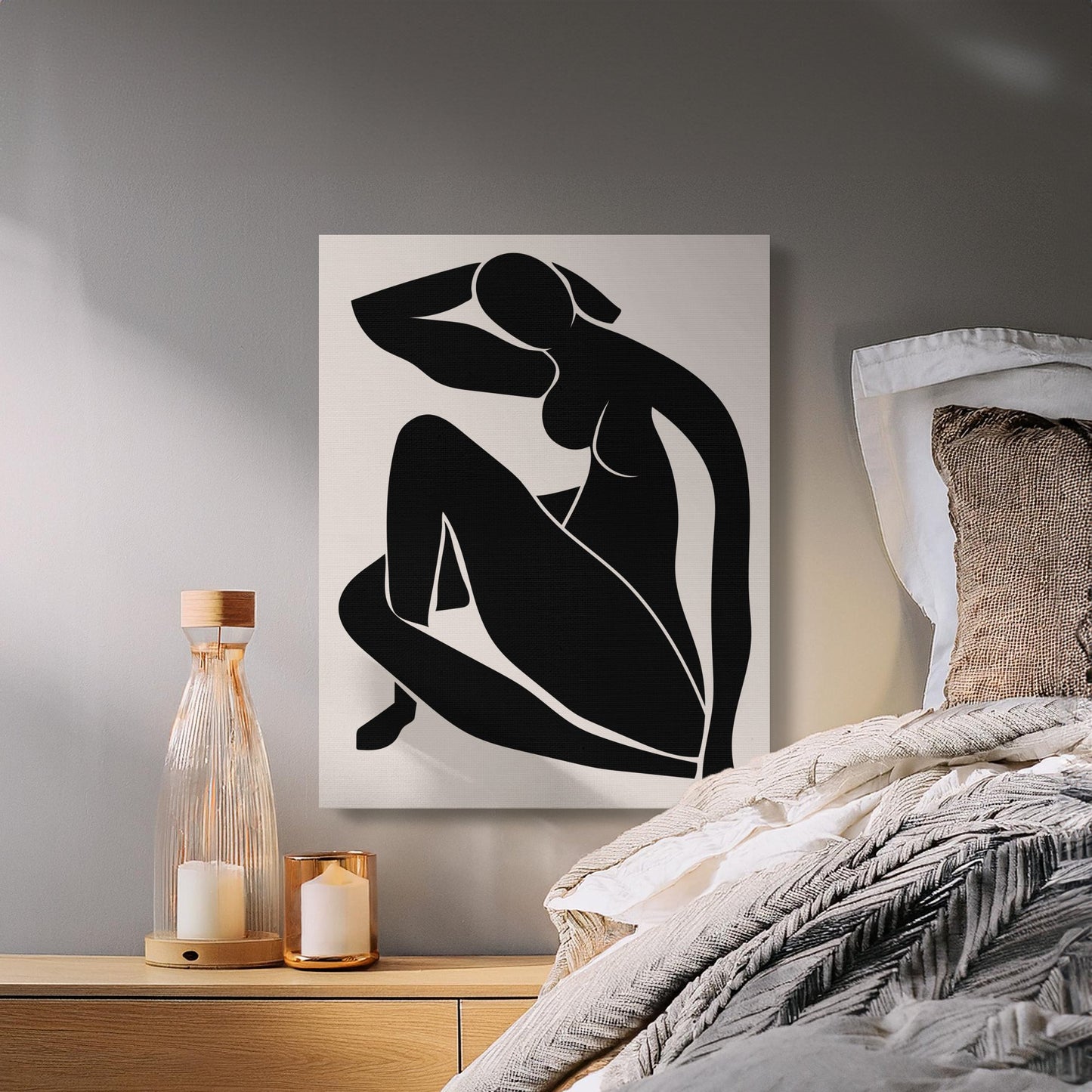Premium Poster of Abstract Black Silhouette Feminine Design Canvas Wraps