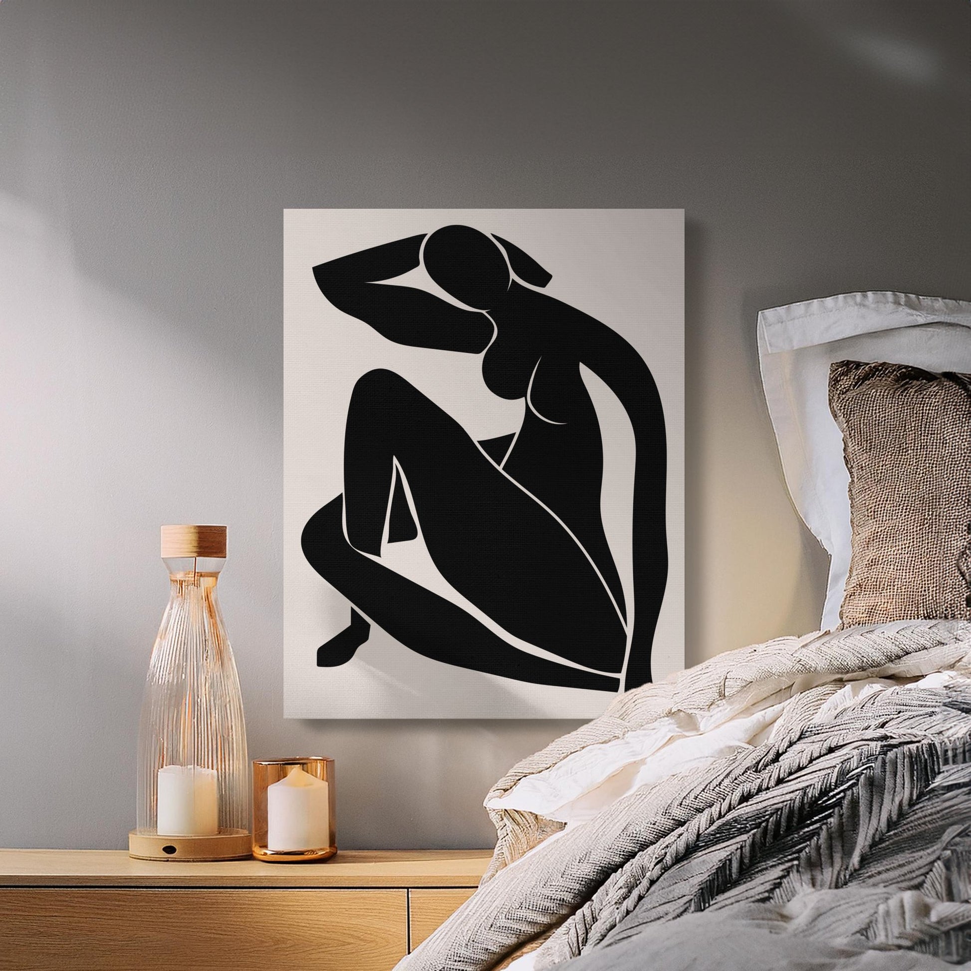 Premium Poster of Abstract Black Silhouette Feminine Design Canvas Wraps