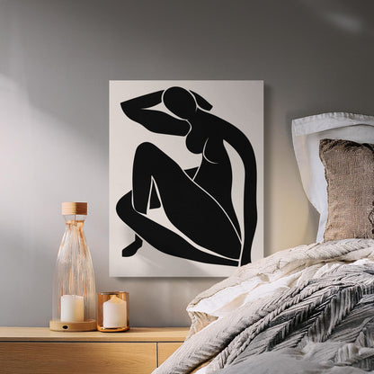 Premium Poster of Abstract Black Silhouette Feminine Design Canvas Wraps