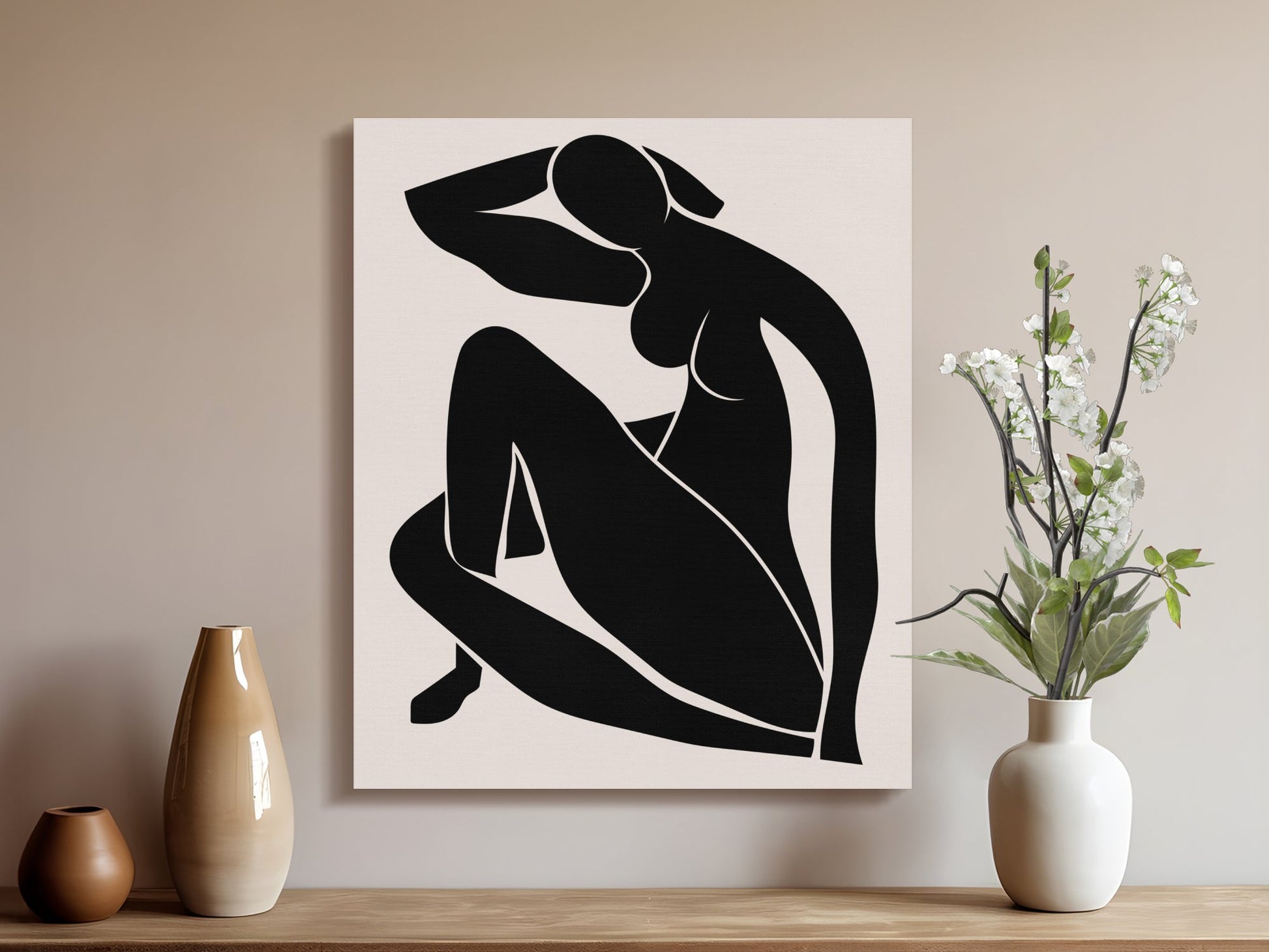 Premium Poster of Abstract Black Silhouette Feminine Design Canvas Wraps
