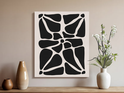 Premium Poster of Abstract Black and White Floral Canvas Wraps