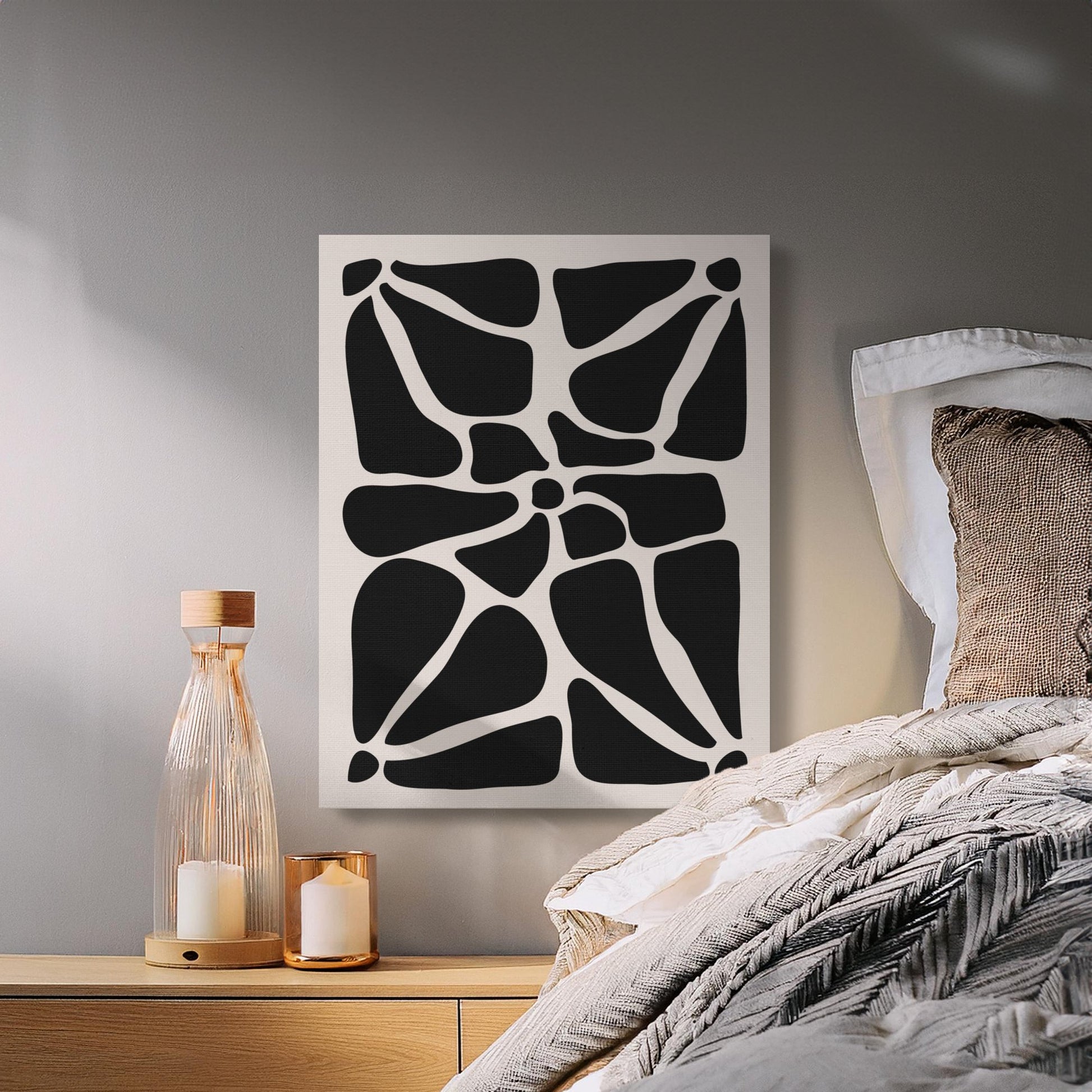 Premium Poster of Abstract Black and White Floral Canvas Wraps
