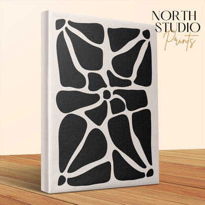 Premium Poster of Abstract Black and White Floral Canvas Wraps
