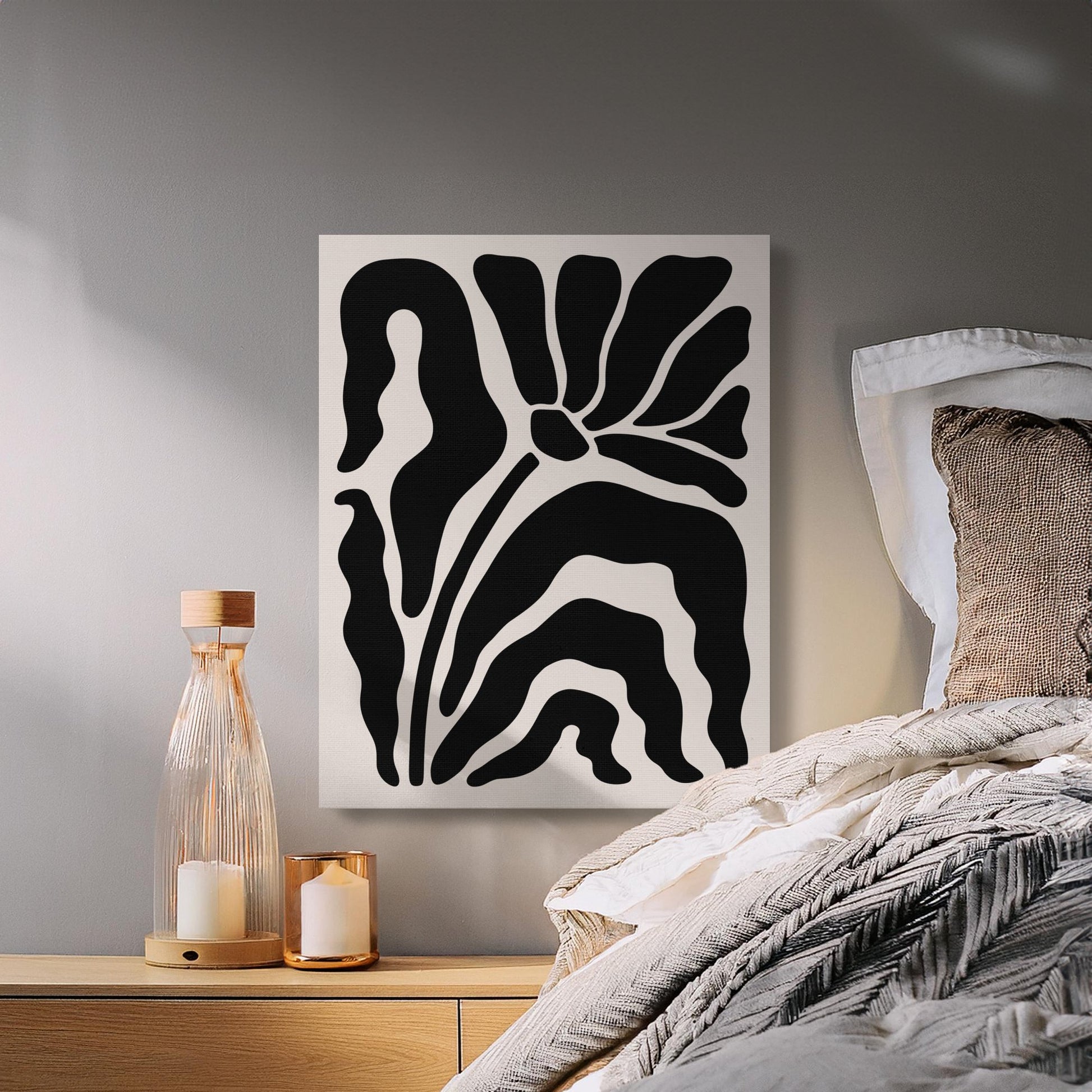 Premium Poster of Abstract Black and White Floral Wall Art Canvas Wraps