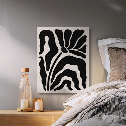 Premium Poster of Abstract Black and White Floral Wall Art Canvas Wraps
