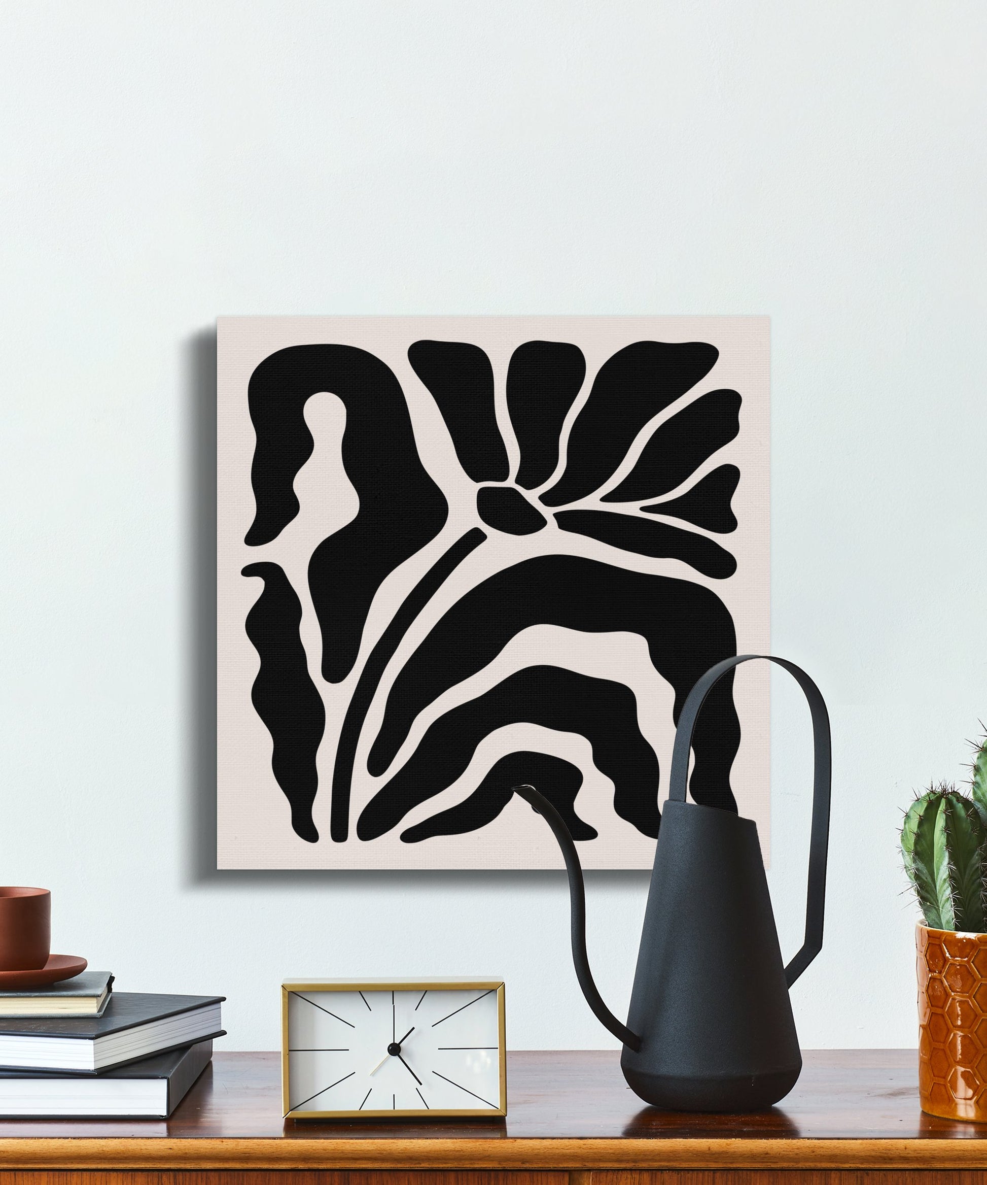 Premium Poster of Abstract Black and White Floral Wall Art Canvas Wraps