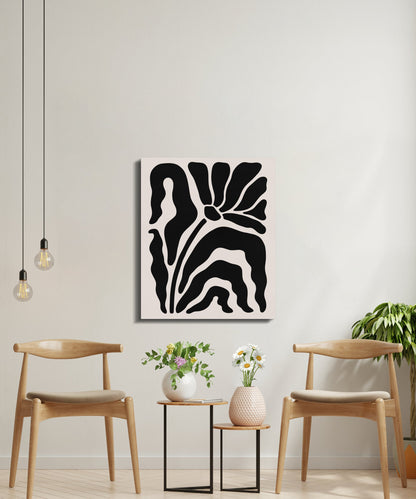 Premium Poster of Abstract Black and White Floral Wall Art Canvas Wraps