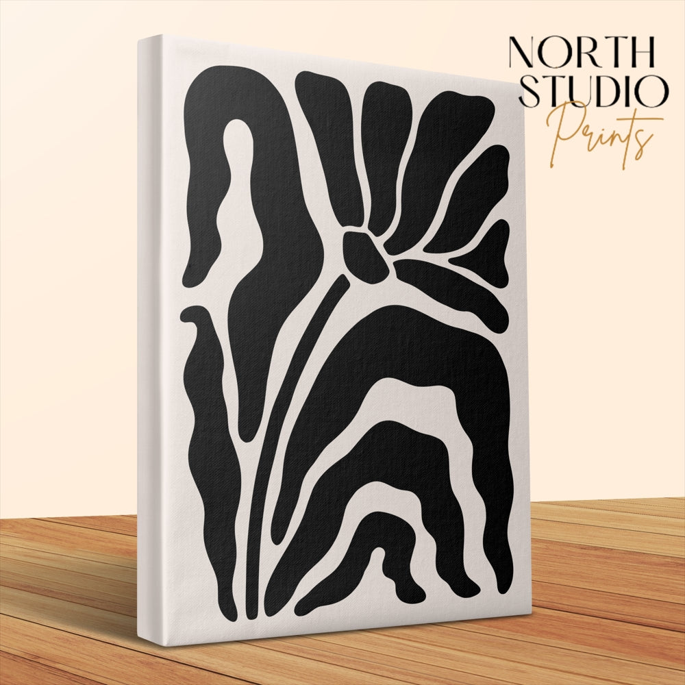 Premium Poster of Abstract Black and White Floral Wall Art Canvas Wraps