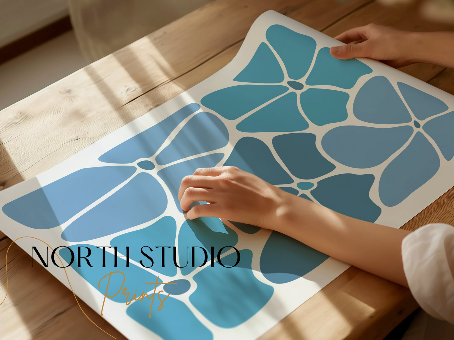 Premium Poster of Abstract Blue Blossoms Art Composition Posters