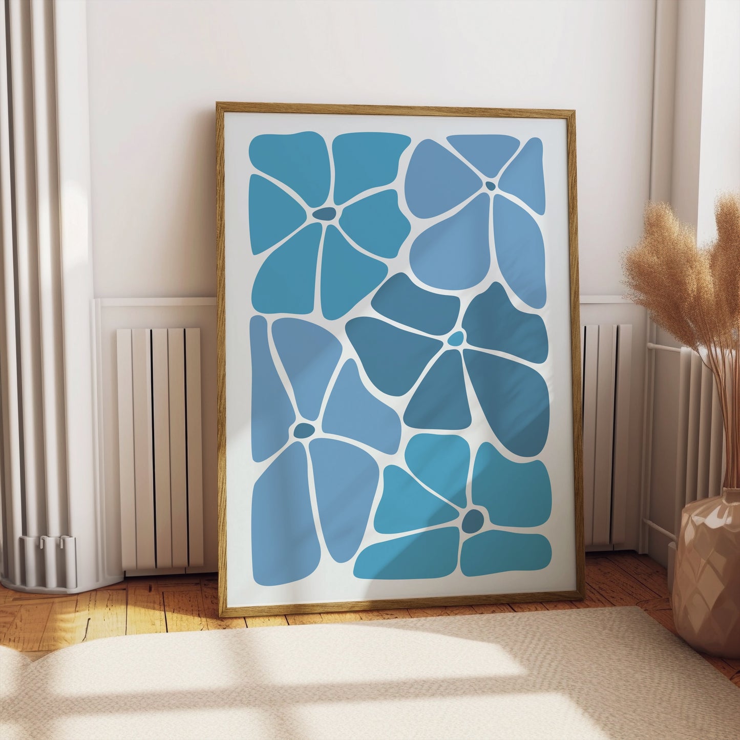 Premium Poster of Abstract Blue Blossoms Art Composition Posters