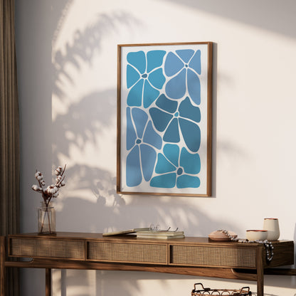 Premium Poster of Abstract Blue Blossoms Art Composition Posters
