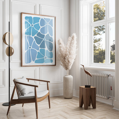 Premium Poster of Abstract Blue Blossoms Art Composition Posters