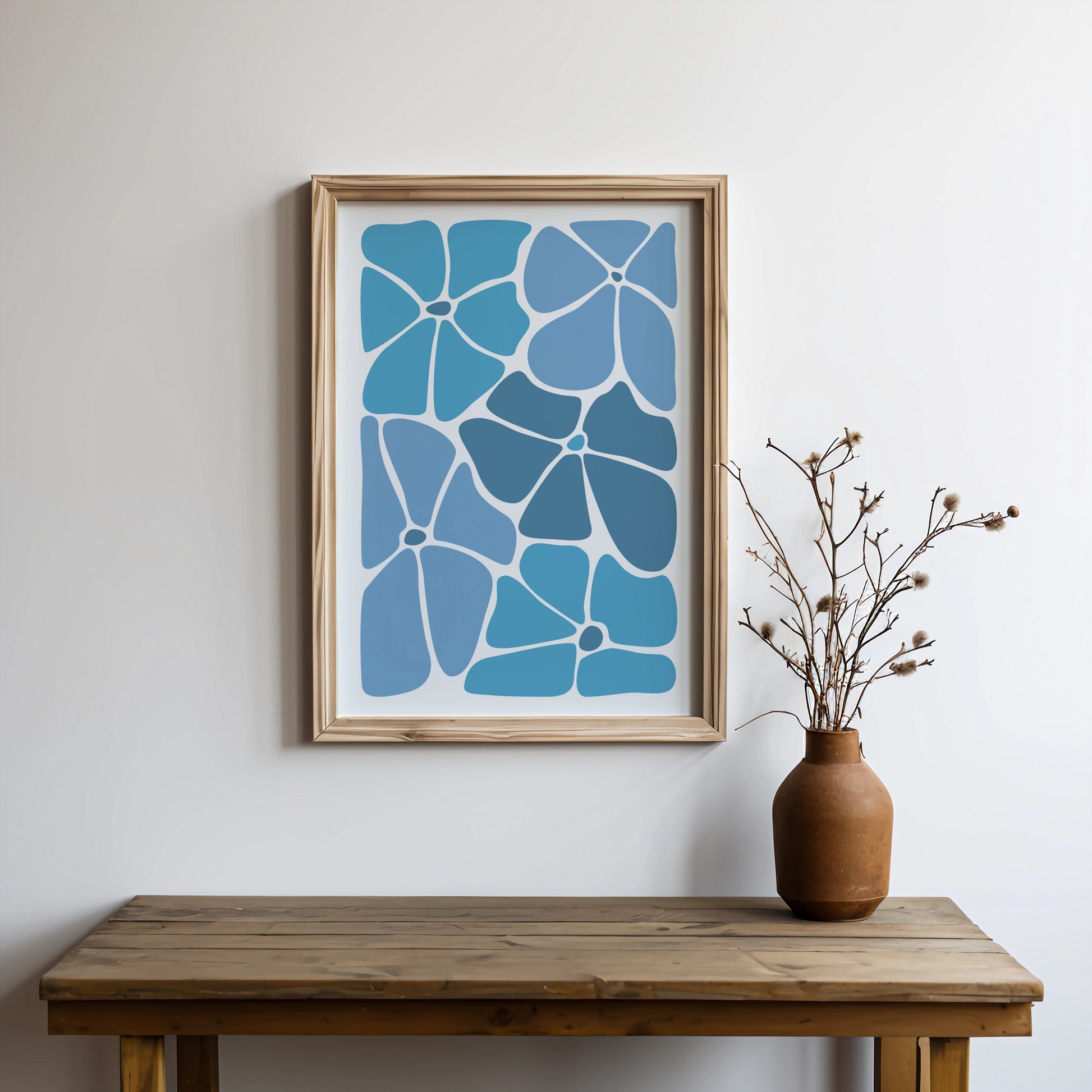 Premium Poster of Abstract Blue Blossoms Art Composition Posters