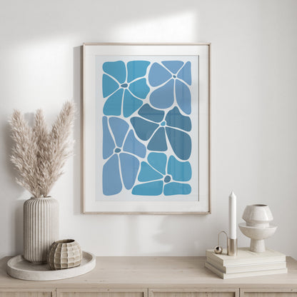 Premium Poster of Abstract Blue Blossoms Art Composition Posters