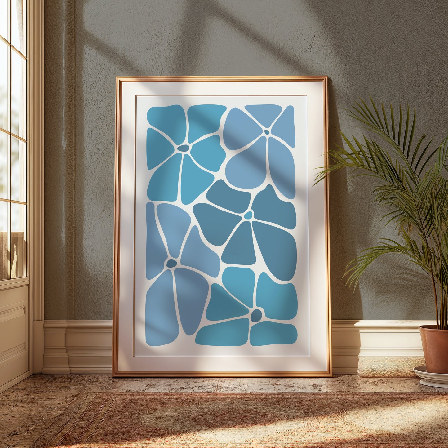 Premium Poster of Abstract Blue Blossoms Art Composition Posters