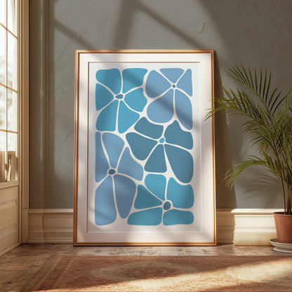 Premium Poster of Abstract Blue Blossoms Art Composition Posters