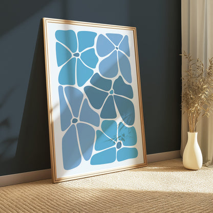 Premium Poster of Abstract Blue Blossoms Art Composition Posters