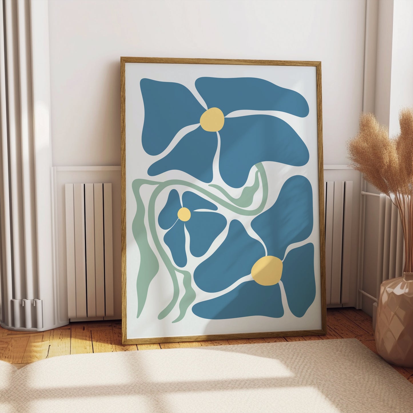 Premium Poster of Abstract Blue Floral Art Print Posters