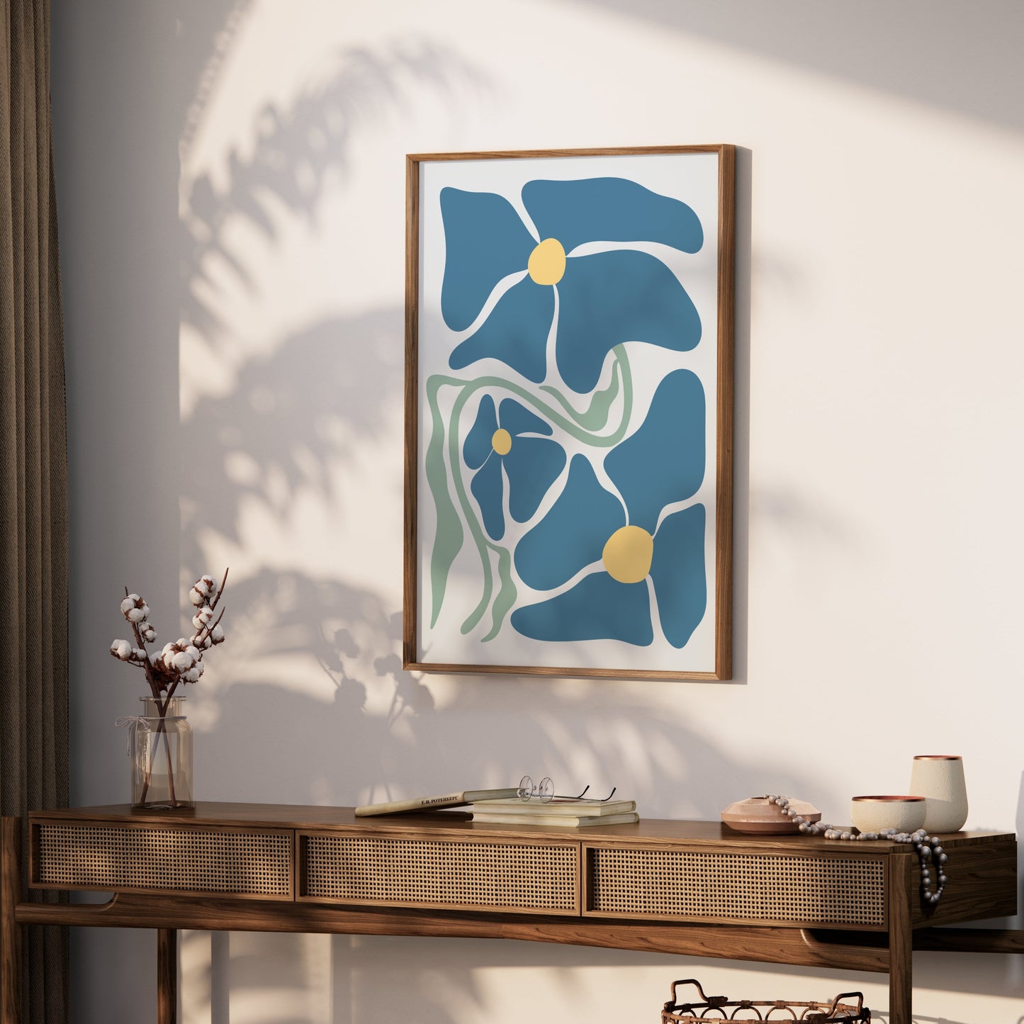 Premium Poster of Abstract Blue Floral Art Print Posters