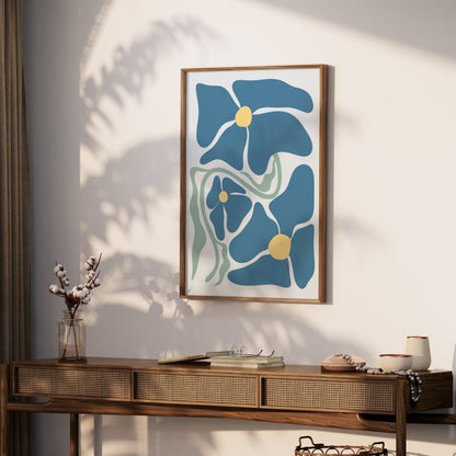 Premium Poster of Abstract Blue Floral Art Print Posters
