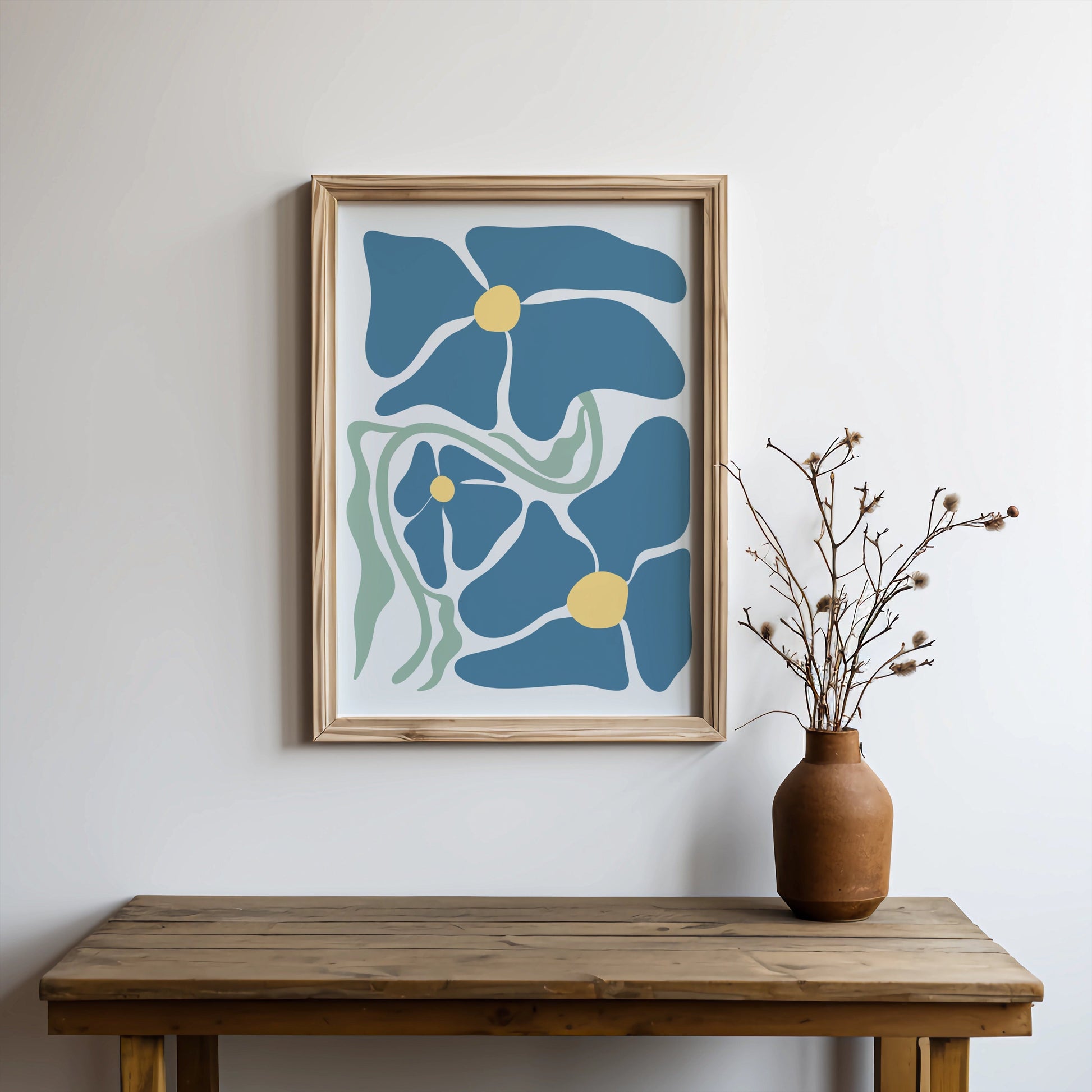 Premium Poster of Abstract Blue Floral Art Print Posters