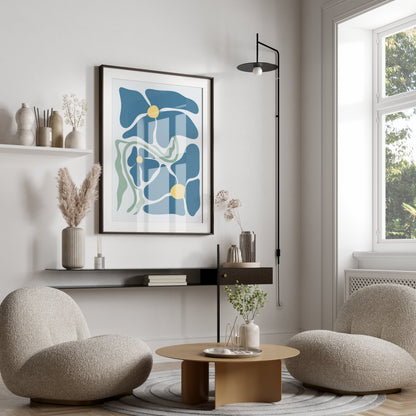 Premium Poster of Abstract Blue Floral Art Print Posters