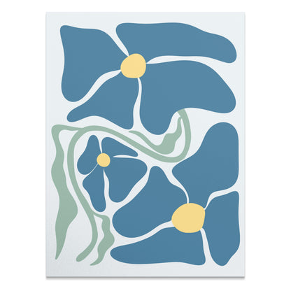 Premium Poster of Abstract Blue Floral Art Print Posters