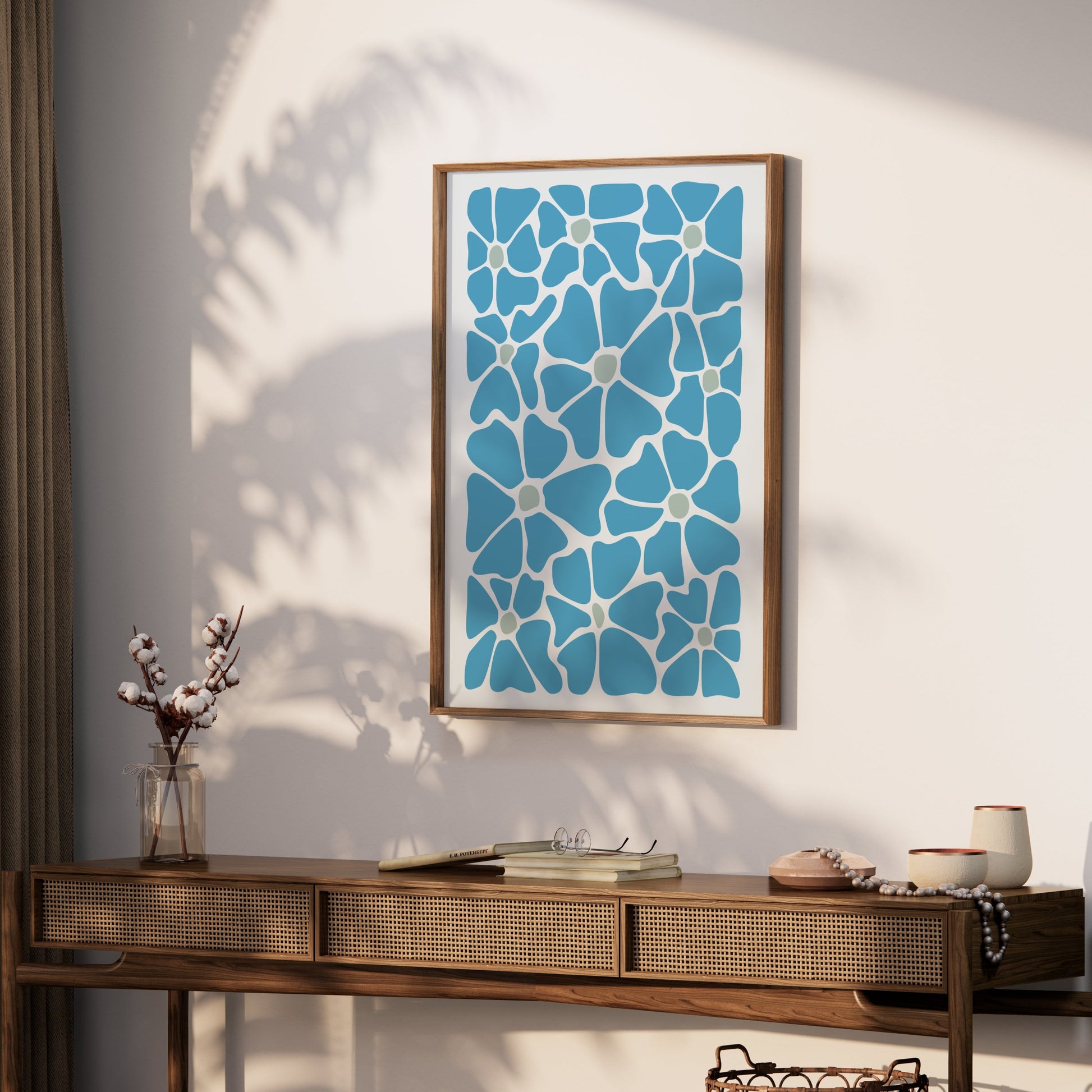 Premium Poster of Abstract Blue Floral Pattern Art Posters