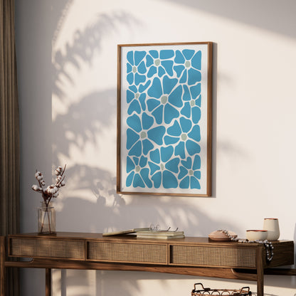 Premium Poster of Abstract Blue Floral Pattern Art Posters