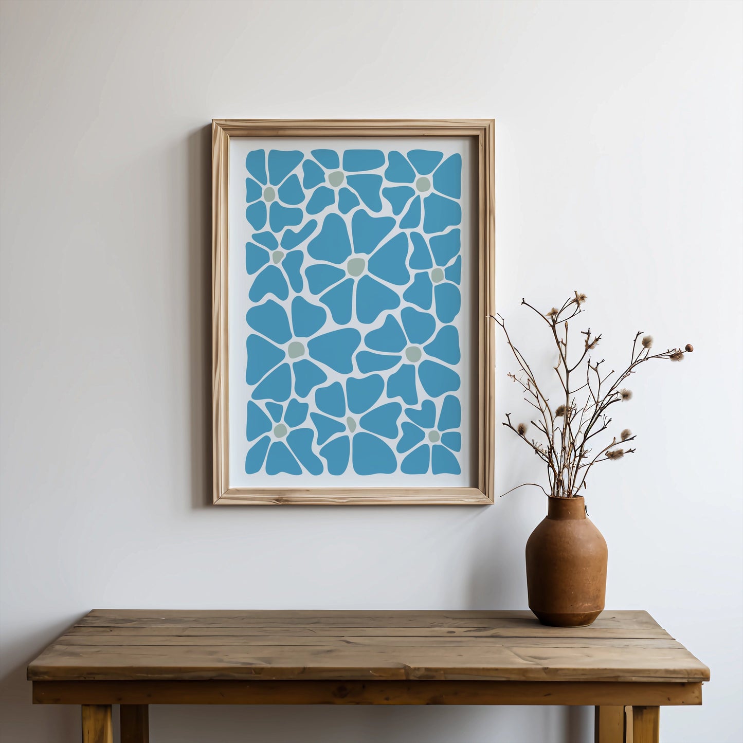 Premium Poster of Abstract Blue Floral Pattern Art Posters