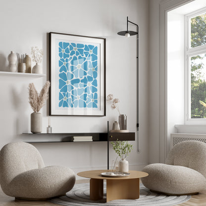 Premium Poster of Abstract Blue Floral Pattern Art Posters