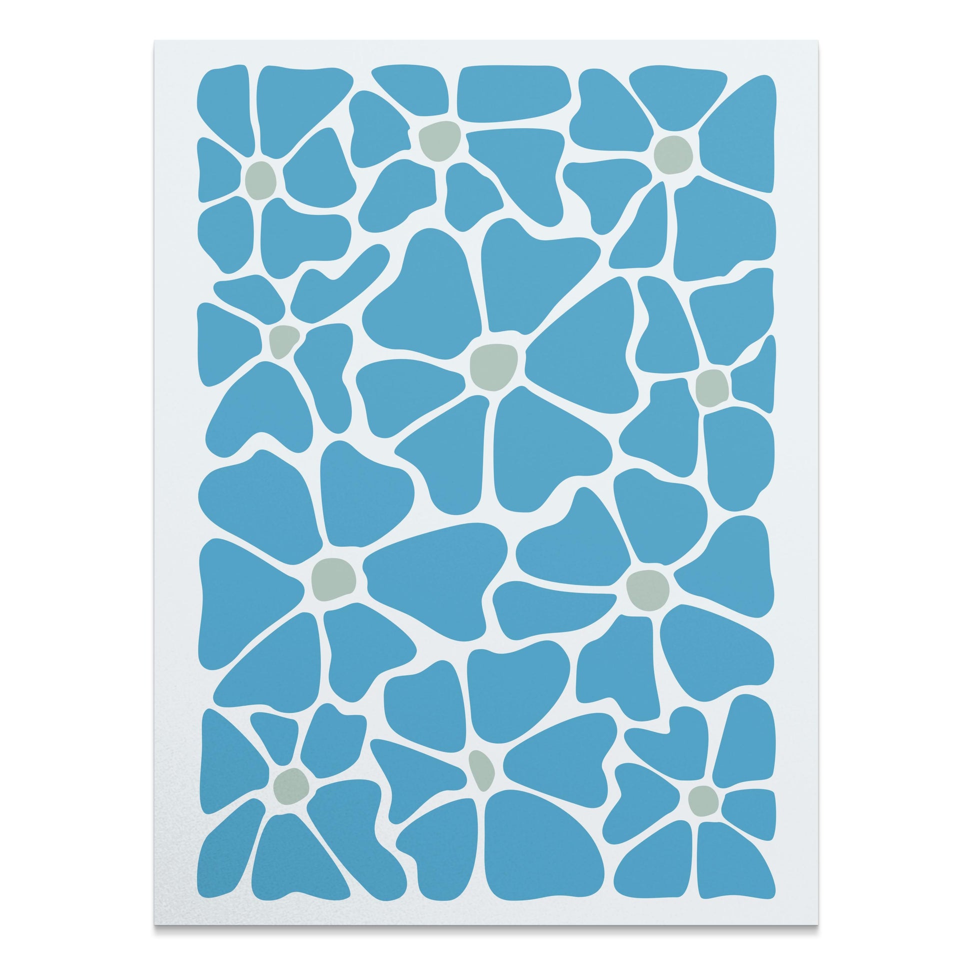 Premium Poster of Abstract Blue Floral Pattern Art Posters