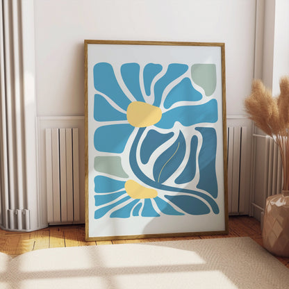 Premium Poster of Abstract Blue Green Yellow Swirl Artwork Decorative Posters