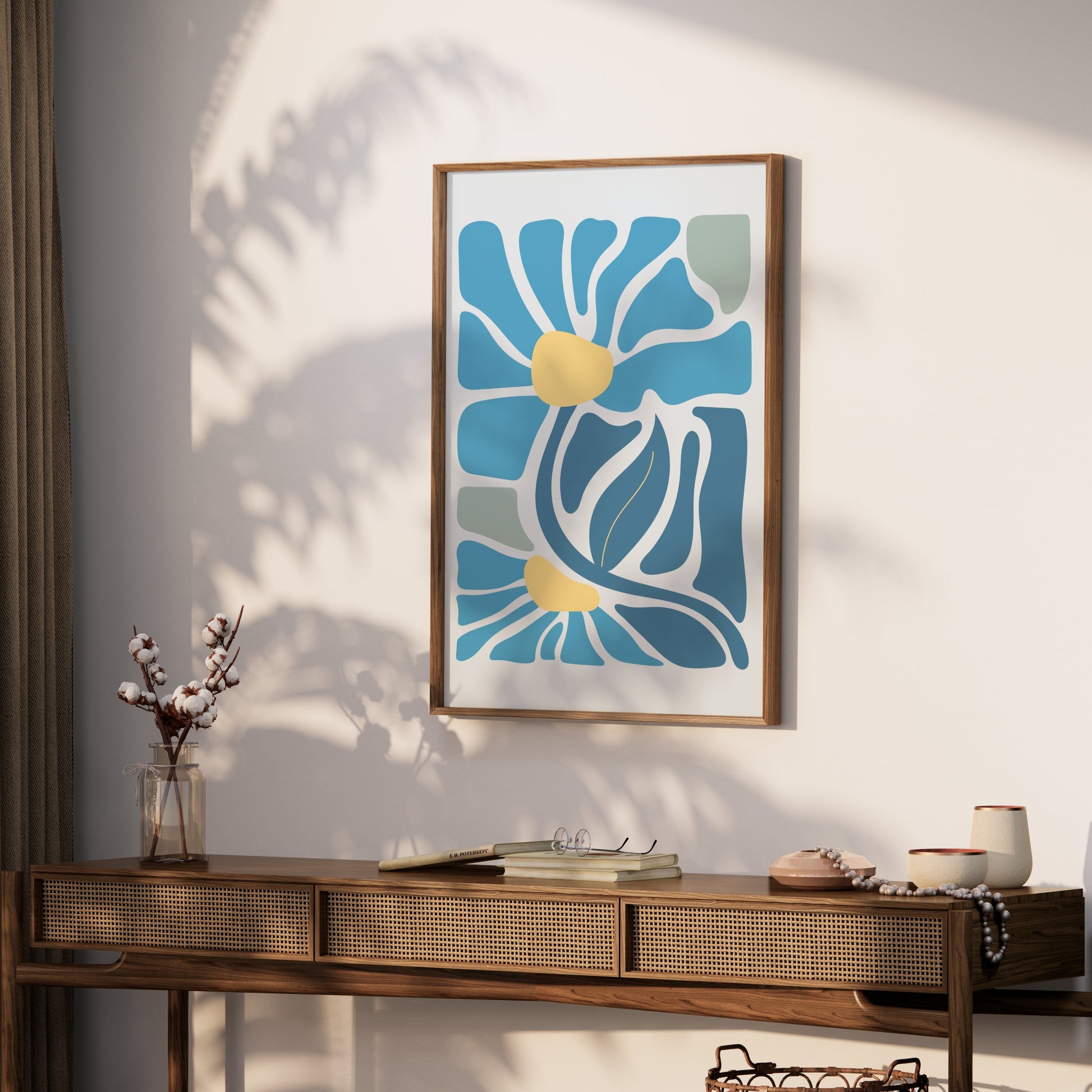 Premium Poster of Abstract Blue Green Yellow Swirl Artwork Decorative Posters