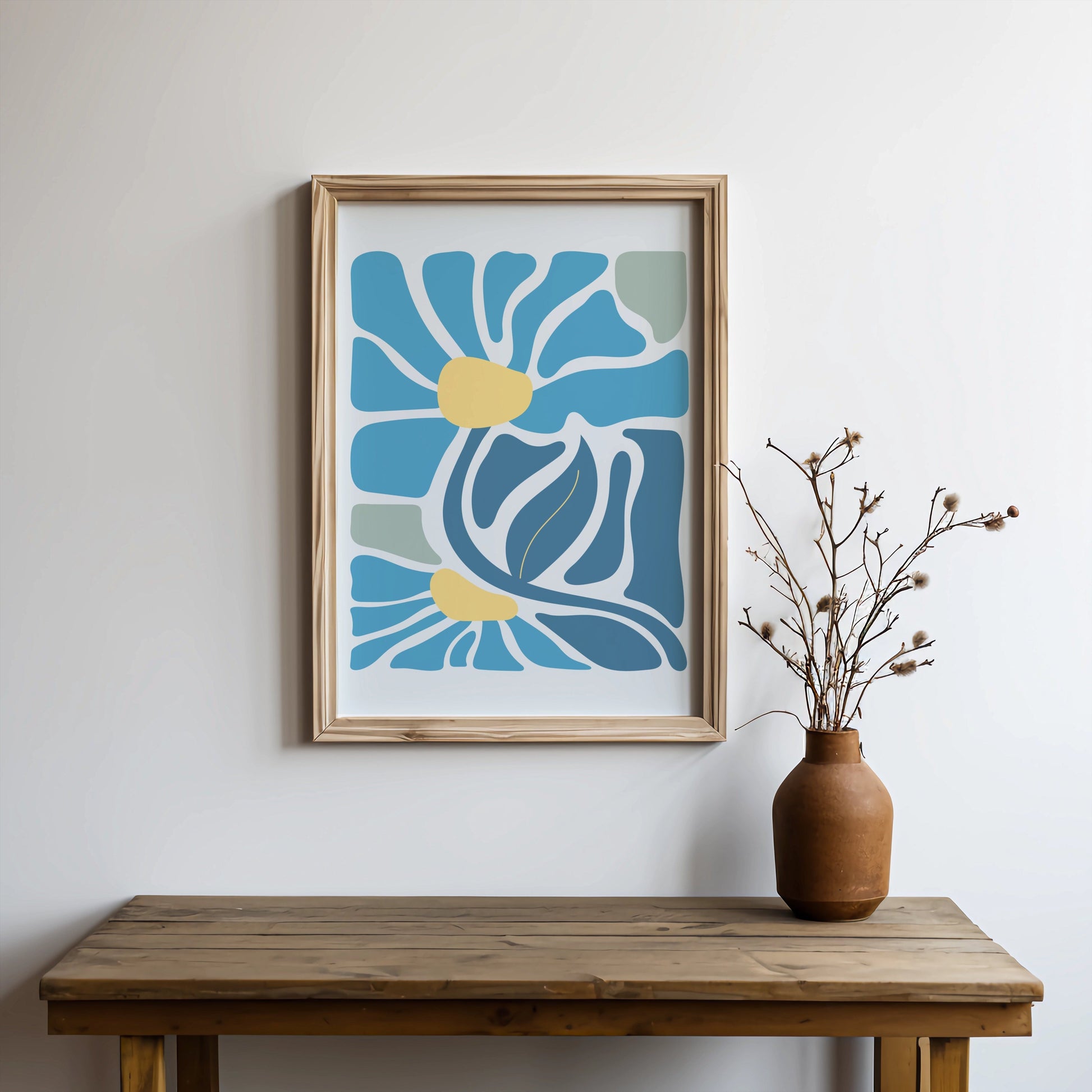 Premium Poster of Abstract Blue Green Yellow Swirl Artwork Decorative Posters