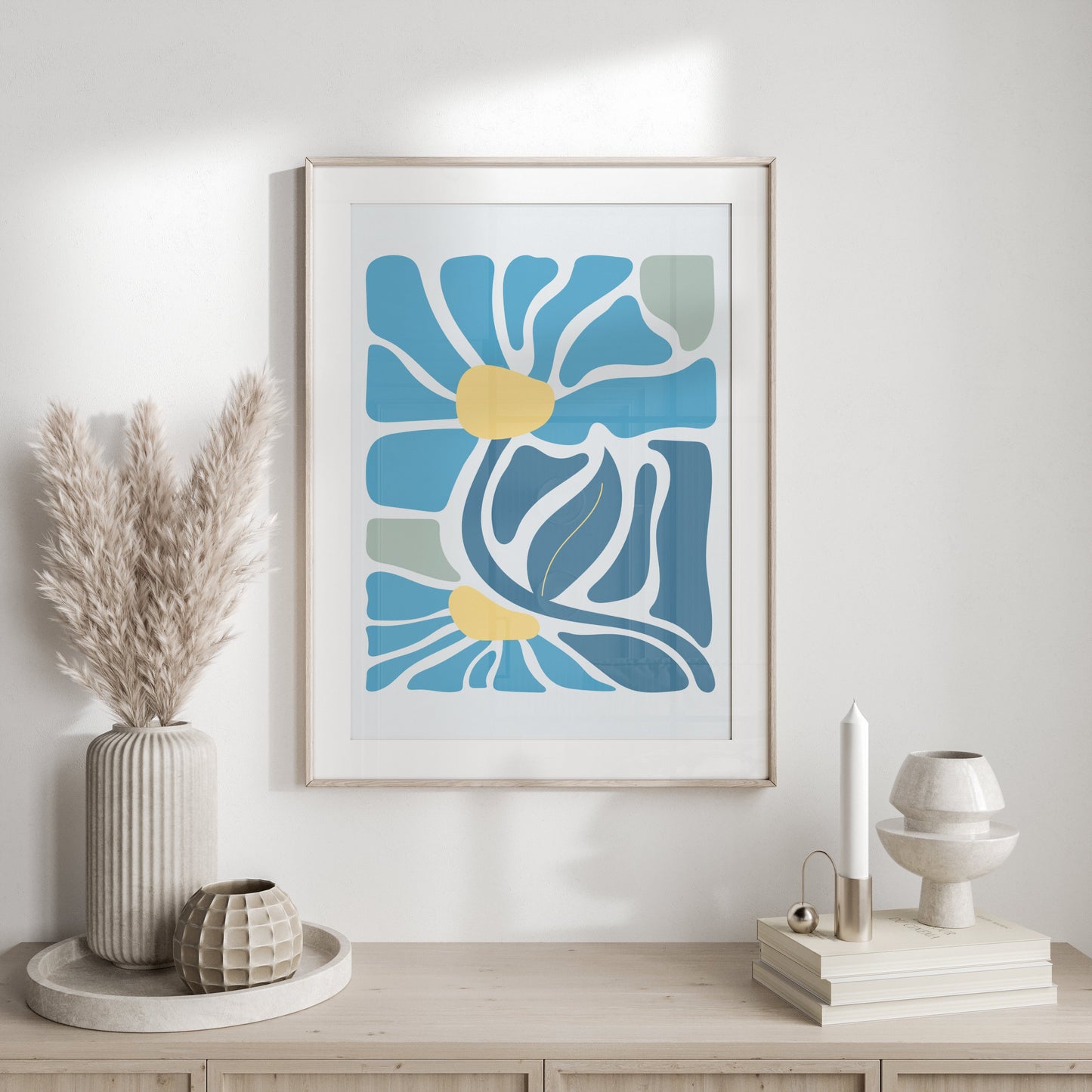 Premium Poster of Abstract Blue Green Yellow Swirl Artwork Decorative Posters