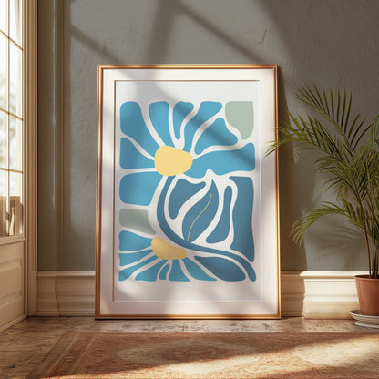 Premium Poster of Abstract Blue Green Yellow Swirl Artwork Decorative Posters