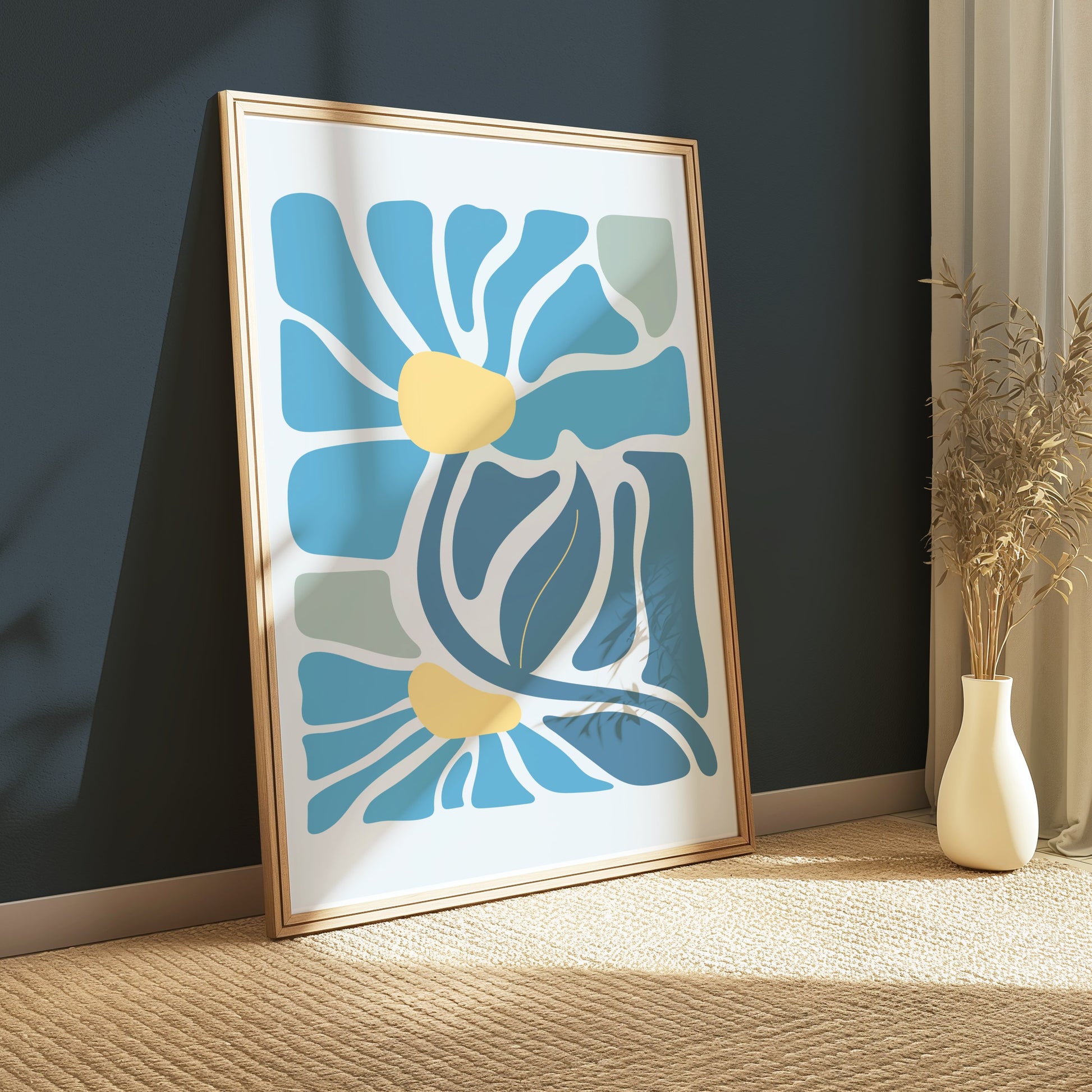 Premium Poster of Abstract Blue Green Yellow Swirl Artwork Decorative Posters